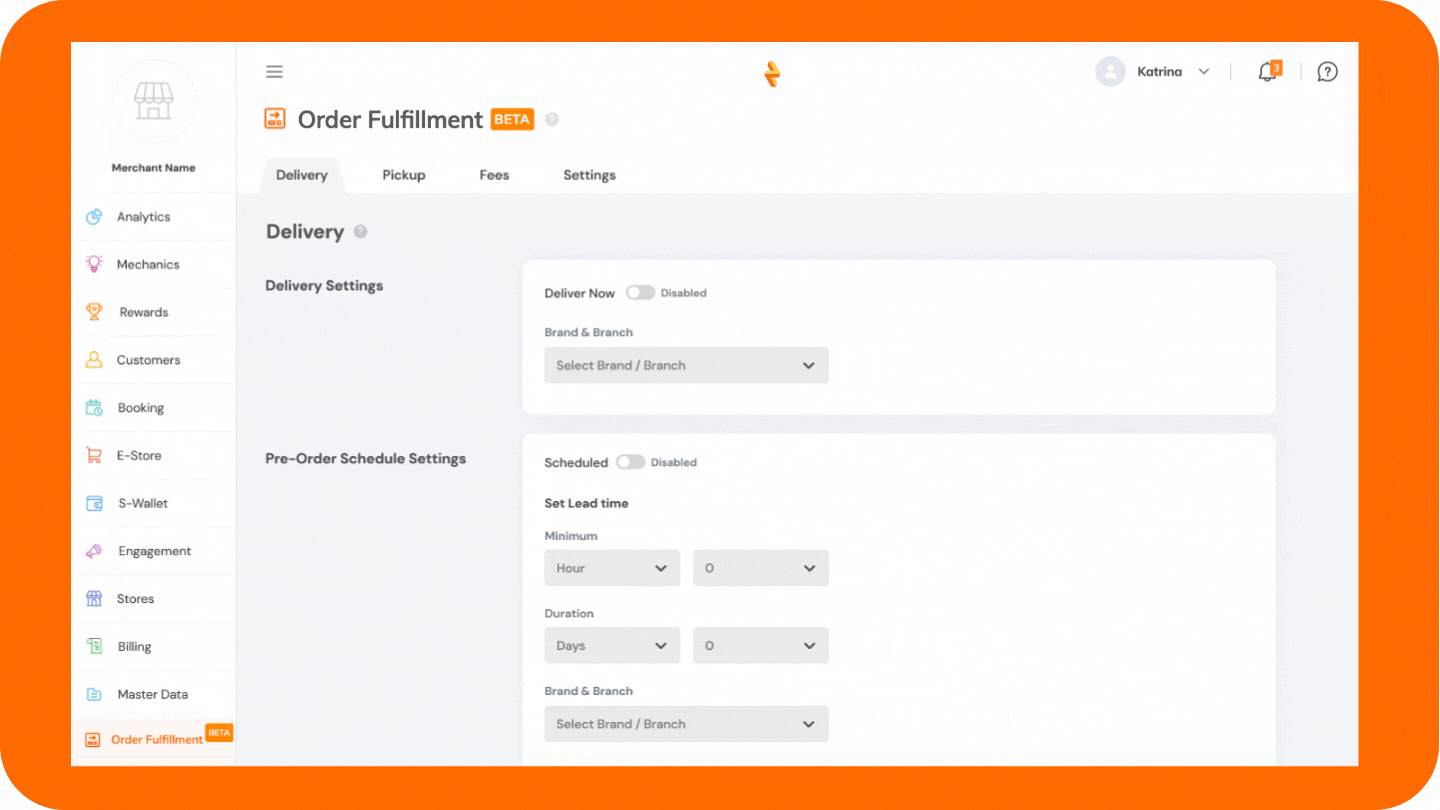 Pickup Now and Scheduled Pickup Settings